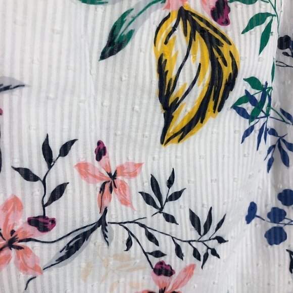 JOE FRESH White Multicolor Floral Ruffle Sleeveless Lined Maxi Summer Dress Sz L - Picture 11 of 12